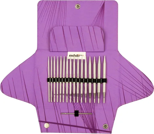 Miniatura 8 de skacel by addi addiClick - Juego de agujas de tejer intercambiables, kit de agujas circulares con puntas de bambú y cordones de nailon