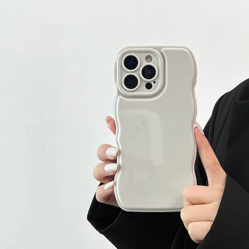 Miniatura 22 de FABSPARK - Funda para iPhone 11, diseño simple, marco ondulado, estética, silicona suave, color beige
