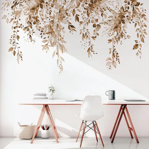 Miniatura 29 de Calcomanías de pared de flores y hojas para despegar y pegar, calcomanías grandes de vinilo floral para colgar, vid extraíble, decoración del hogar