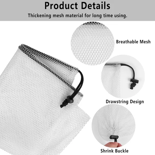 Miniatura 3 de GoodtoU Bolsas de malla con cordón, bolsas de malla de nailon de 13 x 15.5 pulgadas con cierre de cordón y cierre de cordón, bolsas de red multiusos
