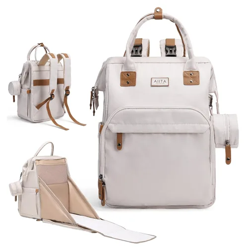 Miniatura 13 de Mochila para Pañales, Bolsa de Pañales Multifunción con Estación de Cambio, Elegantes Bolsas para Bebé, Mochila de Pañales Unisex Grande para Mamá