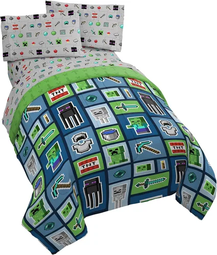 Miniatura 15 de Jay franco Juego de ropa de cama Queen de 5 piezas de Monster Jam Tracks incluye edredón y sábanas con Grave Digger y Megalodon de microfibra suave