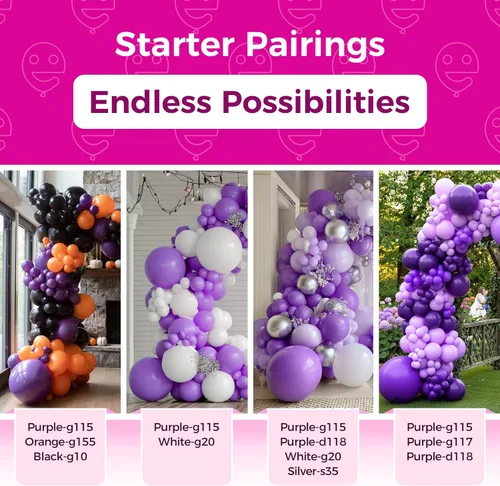 Miniatura 5 de Bezente - Globos de 12 pulgadas de látex redondos para bodas, graduaciones, Halloween y cumpleaños, aptos para helio, morado, 100