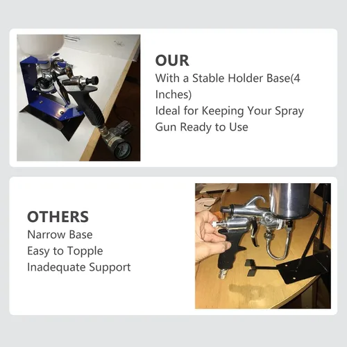 Miniatura 5 de Soporte para pistola de pintura para rociador Fuji, soporte para pistolas de pulverización de alimentación por gravedad de sobremesa, soporte