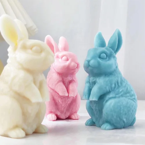 Miniatura 4 de Moldes de silicona para velas de conejo 3D, molde de fundición de resina para hacer velas, arcilla polimérica, yeso para decoración del hogar