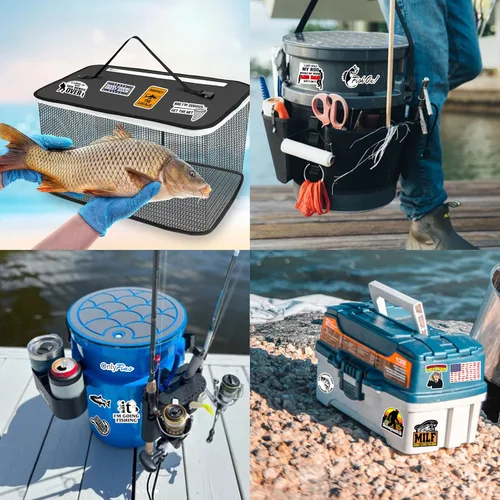 Miniatura 5 de 74 calcomanías divertidas de pesca para caja de aparejos, cubo, regalo del día del padre, impermeable, portátil, automóvil, patineta, botella