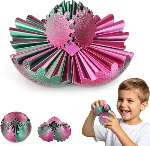 Miniatura 15 de 2 unidades de juguetes para ansiedad con bola de engranaje, esfera de engranaje, steampunk, alivio del estrés para niños y adultos, impreso en 3D