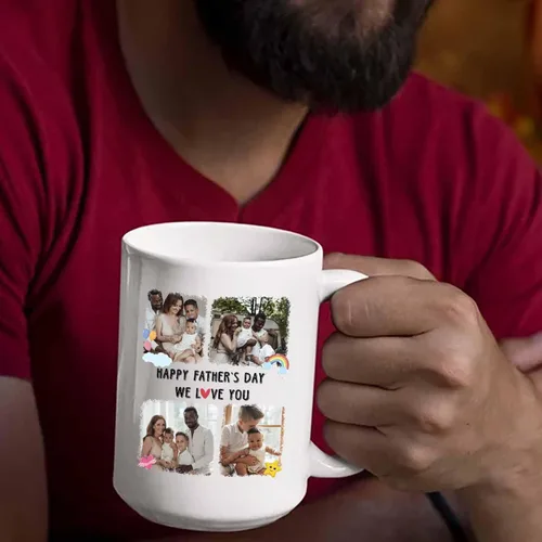 Miniatura 6 de Taza de café de cerámica personalizada para papá, taza de té blanca para feliz cumpleaños, taza de café para papá, taza de viaje con texto/foto