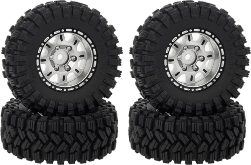 MEUS RACING Juego de llantas Beadlock 1.2 con borde de latón para TRX4M SCX24 FCX24 AX24 1/24 1/18 auto RC Crawler, negativo 4mm 42g (Modelo Plata