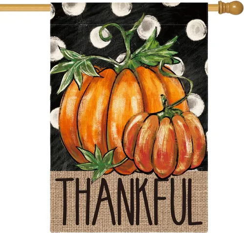 Miniatura 8 de AVOIN colorlife - Bandera de jardín con texto en inglés "Fall Thankful Thanksgiving", de 12 x 18 pulgadas Doble cara, resistente a la intemperie