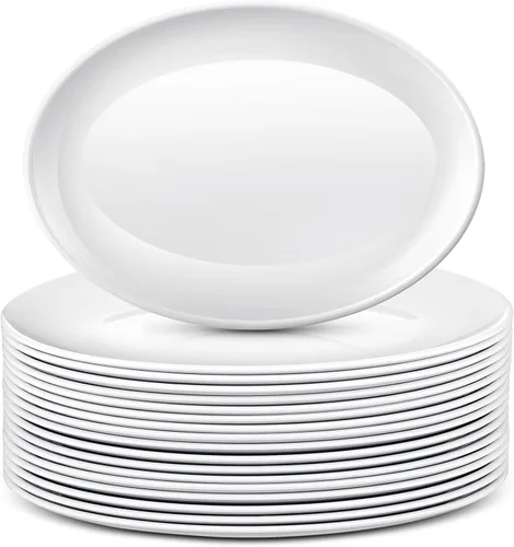 Miniatura 7 de Dandat 12 Piezas Bandejas Grandes para Servir Ovaladas Platos Blancos Bandeja de Servir para Boda Fiesta Restaurante Casa Bistec, Taco, Sushi