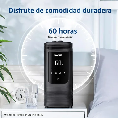 Miniatura 2 de LEVOIT Humidificadores inteligentes de niebla fría y cálida de 6 L para dormitorio del hogar, tiempo de funcionamiento de 60 horas y humedad Negro
