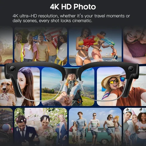 Miniatura 3 de Lentes de cámara inteligente AI con cámara HD de 8 MP, fotos 4K y video de 1080P, antivibración, llamadas de música y Bluetooth, traducción