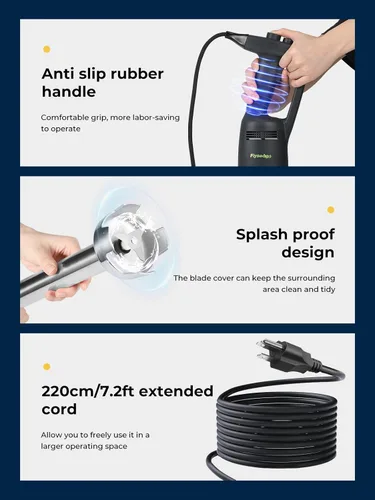 Miniatura 6 de Licuadora de inmersión comercial Mezclador de mano Mezclador de velocidad variable resistente 4000-16000RPM con eje extraíble de 20 pulgadas