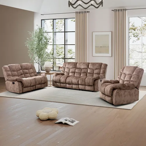 Miniatura 9 de CANMOV Silla reclinable manual, sofá reclinable individual con respaldo y reposabrazos sobrerelleno para sala de estar, muebles de dormitorio