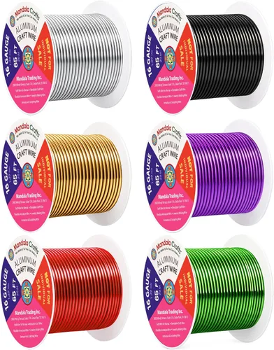 Miniatura 318 de Mandala Crafts - Alambre de aluminio anodizado de 8 calibre para hacer joyas - 9.75 m de alambre flexible negro colorido - Flexible para bonsái