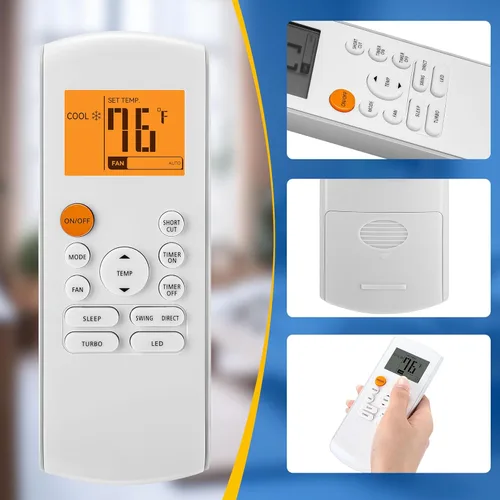 Miniatura 7 de Saillong Mando a distancia de repuesto inteligente compatible con aire acondicionado Midea RG57/BGE Ac, incluye 2 pilas AAA, piezas de aire