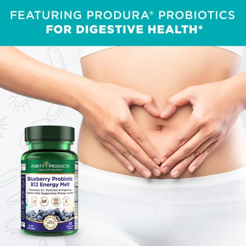 Miniatura 4 de Purity Products Blueberry Probiotic B12 Energy Melt ProDura Clinical Probiotic - Arándanos orgánicos, metilcobalamina B-12-30 derretidos