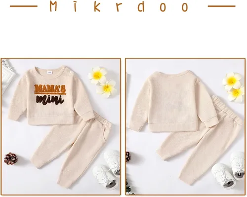 Miniatura 5 de Mikrdoo Conjunto de ropa para bebé y niña, conjunto de pantalones y tops para otoño e invierno
