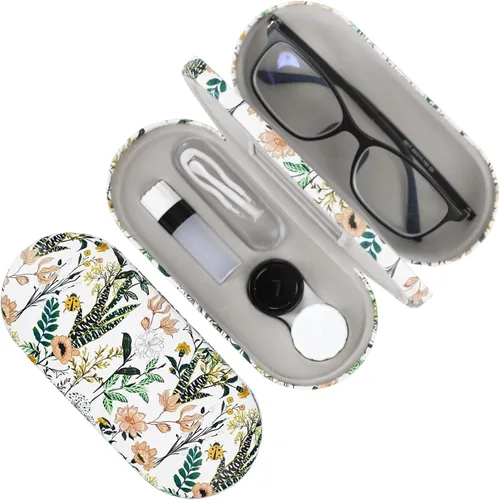 Miniatura 16 de Estuche 2 en 1 para Lentes de Contacto y Anteojos para Mujeres, Hombres y Niños, Estuche Duro Portátil de Doble Cara para Anteojos de Viaje