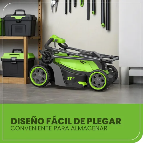 Miniatura 5 de Greenworks Cortacésped inalámbrico de 40 V y 17 pulgadas, motor sin escobillas, batería de 4.0 Ah y cargador (más de 75 herramientas compatibles)