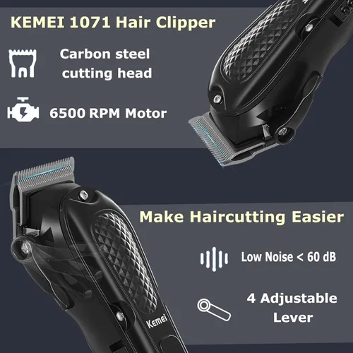 Miniatura 2 de KEMEI Cortapelos profesional para hombres, cortadora de pelo inalámbrica y con cable, recortadora de barba recargable para barberos/uso doméstico
