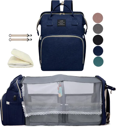 Mochila de pañales azul para mamá: bolsas de bebé grandes con cambiador para niños pequeños, niñas, mujeres, papá, mamá, hombres, mochila de viaje