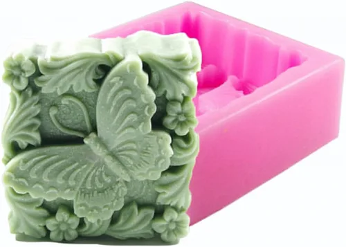 Molde de jabón de mariposa en flores, molde de silicona MoldFun Butterfly Craft para barra de loción hecha a mano, bomba de baño, cera, yeso de París