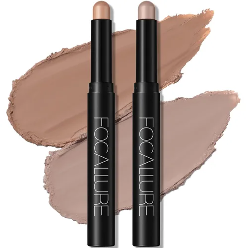 Miniatura 13 de FOCALLURE 2 unidades de sombra de ojos en barra crema, lápiz de sombra de ojos iluminador, juegos de sombra de ojos con fórmula a prueba de arrugas