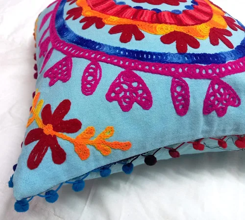 Miniatura 4 de INDACORIFY Fundas de cojín bordadas de 16 x 16 pulgadas, funda de almohada decorativa, cojines indios con pompones para exteriores, fundas