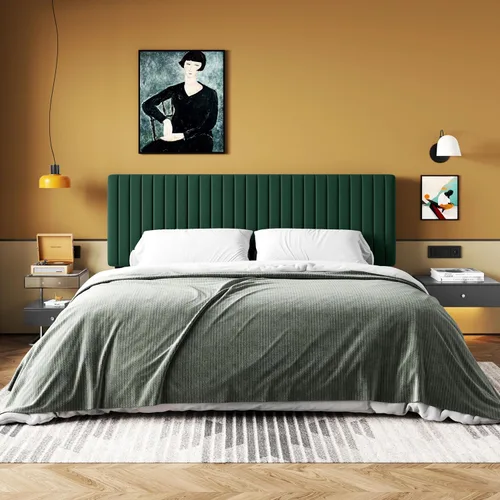 Miniatura 19 de HOOMIC Twin Bed Frame, Velvet Upholstered Platform Bed with Adjustable Vertical Channel Tufted Headboard, Mattress Foundation with Strong Wooden