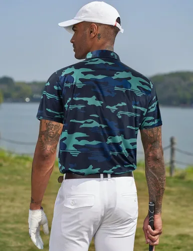 Miniatura 152 de TAPULCO Camisetas tipo polo de secado rápido para hombre, diseño de camuflaje, atléticas, ligeras, transpirables, casuales, para golf