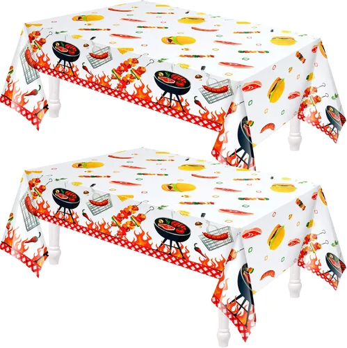 Amylove Paquete de 2 manteles de pícnic para fiestas de barbacoa, 86 x 51 pulgadas, resistentes a las manchas, para baby shower, cumpleaños,