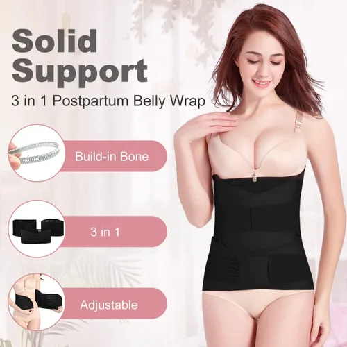 Miniatura 2 de 3 In 1 Postpartum Belly Band Wrap - Abdominal Binder Post Surgery C Section Compression Girdle Belt