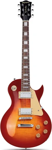 Miniatura 6 de Leo Jaymz Guitarra eléctrica serie SC - Cuerpo de caoba, diapasón de laurel, humbuckers duales, puente Tune-O-Matic, cuello C, afinadores 18:1