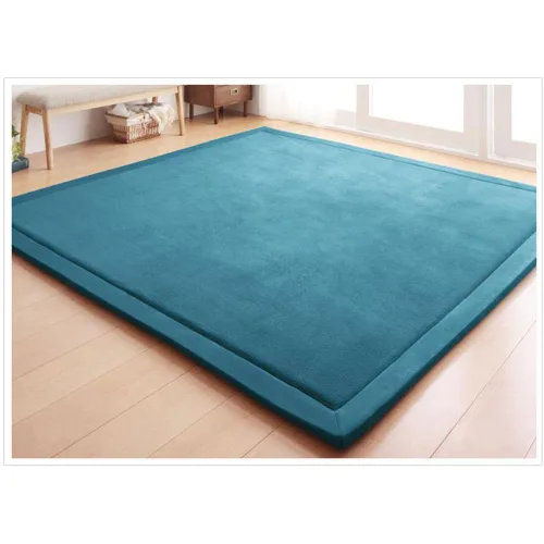 Miniatura 13 de Loartee Alfombras de Terciopelo Coral para Gatear (4'11"x4'11", Beige) para Área de Juego de Niños Pequeños Alfombras Tapete de Yoga Almohadillas