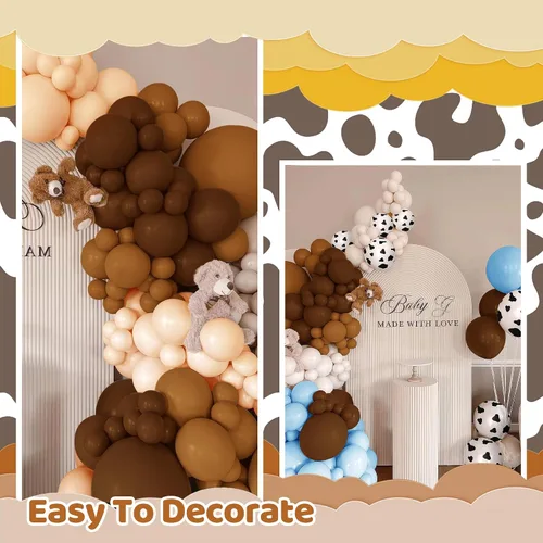 Miniatura 3 de Kit de arco de guirnalda de globos de vaca de 150 piezas, diseño de vaquera, azul, blanco, marrón, estampado de vaca, globos de animales de granja