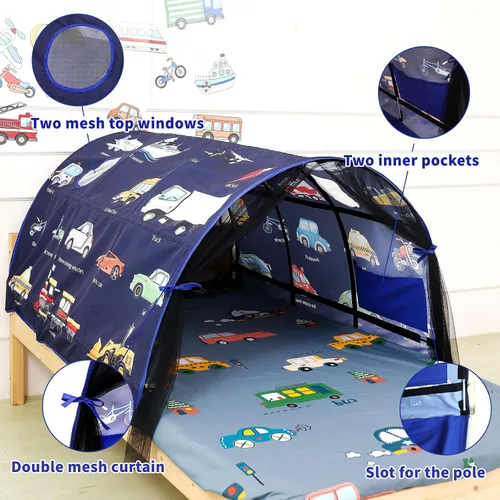 Miniatura 6 de Tienda de Cama para Niños Camas Individuales - Zoológicos y Coches Tiendas de Juego Maravillosas Niños Niñas Tienda de Juego Interior Ventilada