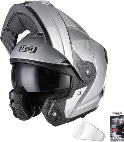 Miniatura 17 de LEM Cascos modulares de motocicleta de fibra de vidrio, casco de motocicleta de cara completa abatible para excursiones, certificado por DOT, visera