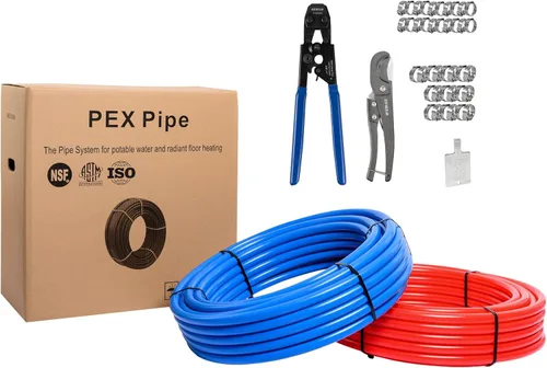 Miniatura 9 de EFIELD Tubo Pex-b de 1/2 pulgada y 2 x 100 pies (200 pies), para agua potable, agua fría y caliente, accesorio de latón, herramienta de abrazadera