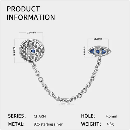 Miniatura 3 de AIEGNOS Dijes de Hamsa de mal de ojo para pulsera, collar de plata de ley 925, cuentas de mal de ojo de Fátima para manos de serpiente europea