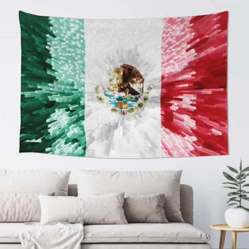 Miniatura 12 de JUHIOPOI Tapiz de pared con bandera de México, arte nocturno mexicano para decoración de pared lateral de dormitorio, (60 x 40 pulgadas)