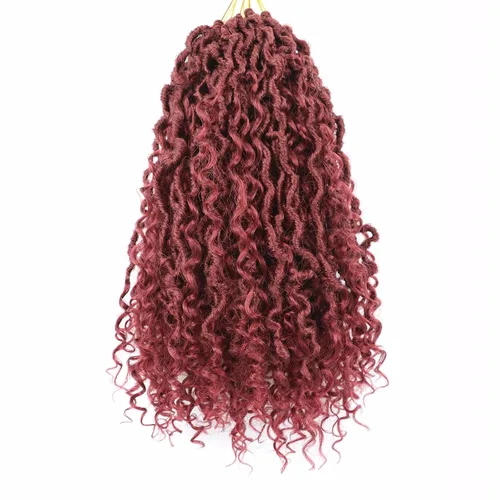 Miniatura 47 de Cabello de Crochet de 8 Pulgadas para Mujeres Negras, 7 Paquetes de Cabello de Crochet Goddess Locs con Puntas Rizadas, Locs Falsos Cortos con Bucle