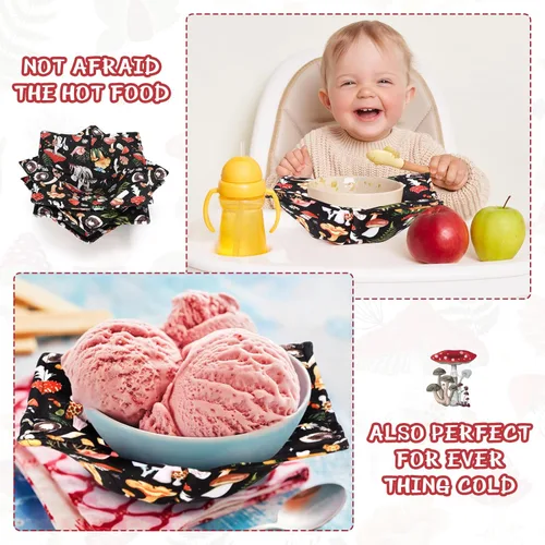 Miniatura 4 de Cunhill 4 Piezas Soportes Acogedores de Algodón para Tazones de Microondas para Comida Caliente Almohadillas Calientes Agarraderas para Tazones