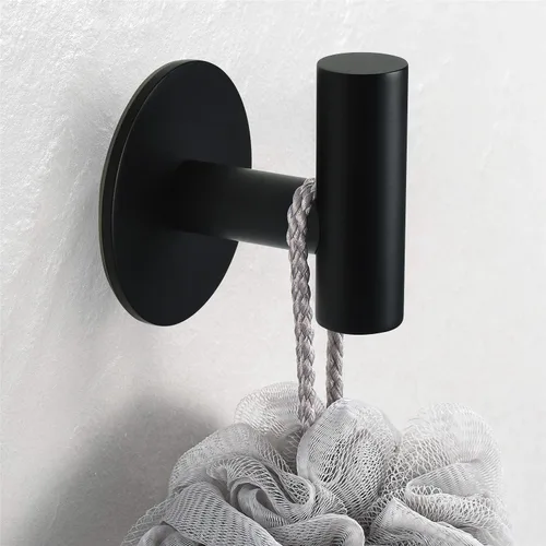Miniatura 4 de Gancho autoadhesivo para toallas, color negro mate, níquel cepillado, acero inoxidable SUS304, resistente al agua, para toallas, bata, soporte