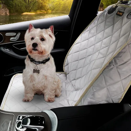 Miniatura 4 de Funda de asiento para perro para asiento delantero, impermeable, protege los asientos del pelo, la suciedad y los derrames líquidos, a prueba de Gris