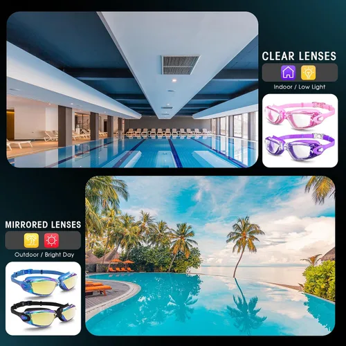 Miniatura 6 de Gafas de natación Braylin, paquete de 2 gafas de natación, antivaho, sin fugas para adultos, hombres, mujeres y jóvenes Paquete de 05.2 púrpura