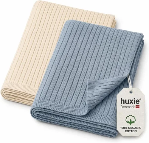 Miniatura 13 de Manta de algodón orgánico de 30 x 40 pulgadas, mantas de punto Pointelle para niños y niñas, manta ligera y suave para bebés (azul bebé)