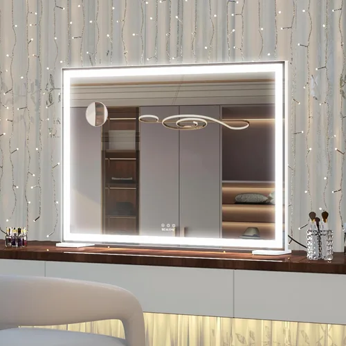 Miniatura 19 de ANYHI Hollywood Espejo de maquillaje con luces, espejo grande iluminado para tocador, espejo de escritorio/pared con luces, pantalla táctil