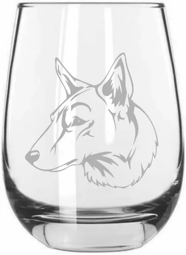 Miniatura 395 de Sakhalin Husky Dog - Copa de vino grabada personalizada de 15.25 onzas sin tallo